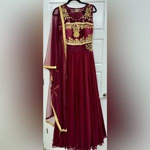 NWT Burgundey Embroidered Indian Gown